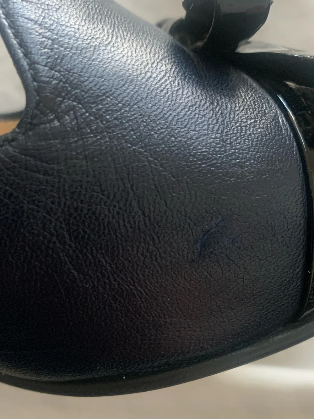 Ukies Women's Navy Blue Leather with Black Patent Leather Toe Paloma Heels